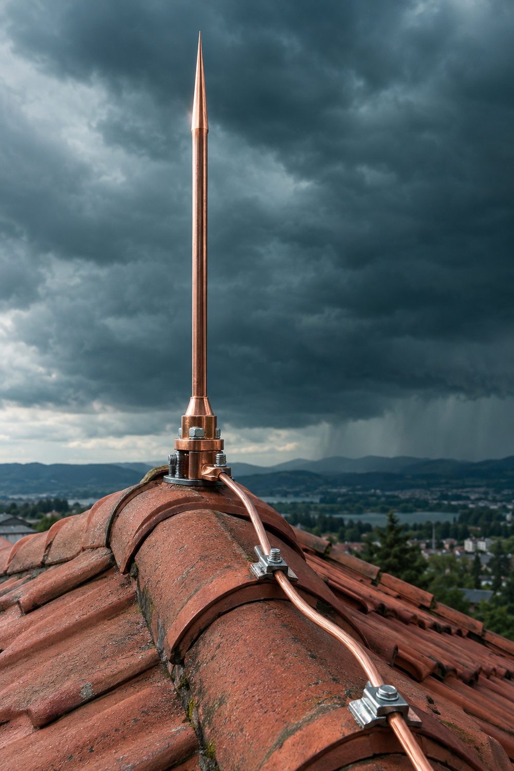 Villámhárító a tetőgerincen